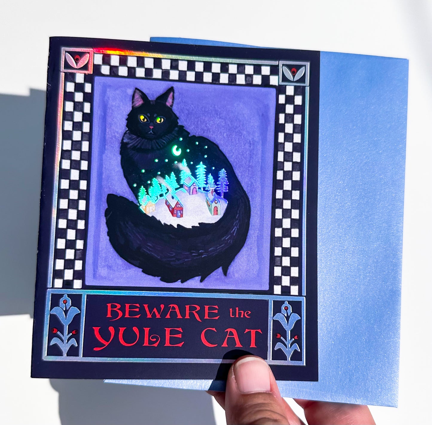Iridescent Foil Yule Cat Cards