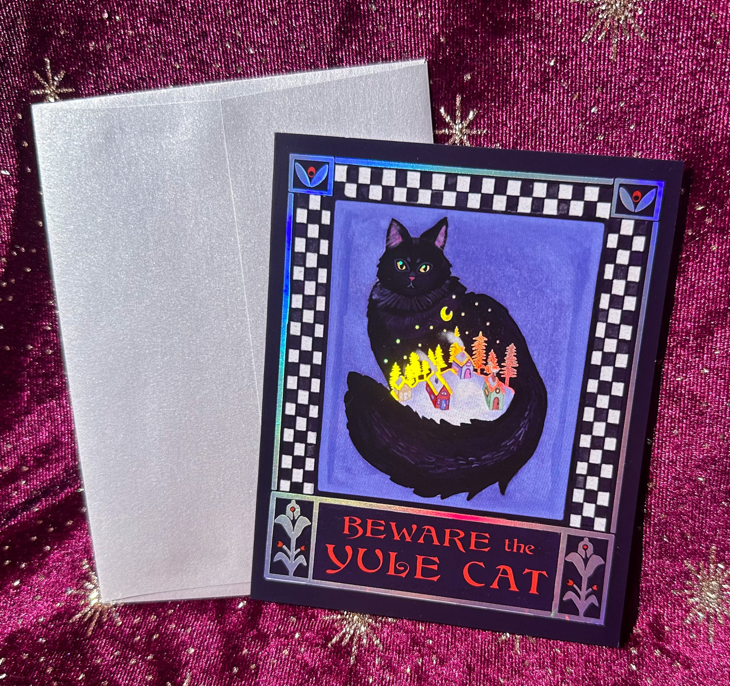 Iridescent Foil Yule Cat Cards