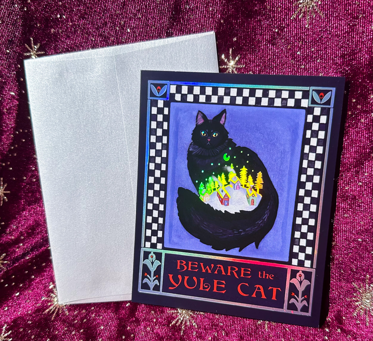 Iridescent Foil Yule Cat Cards