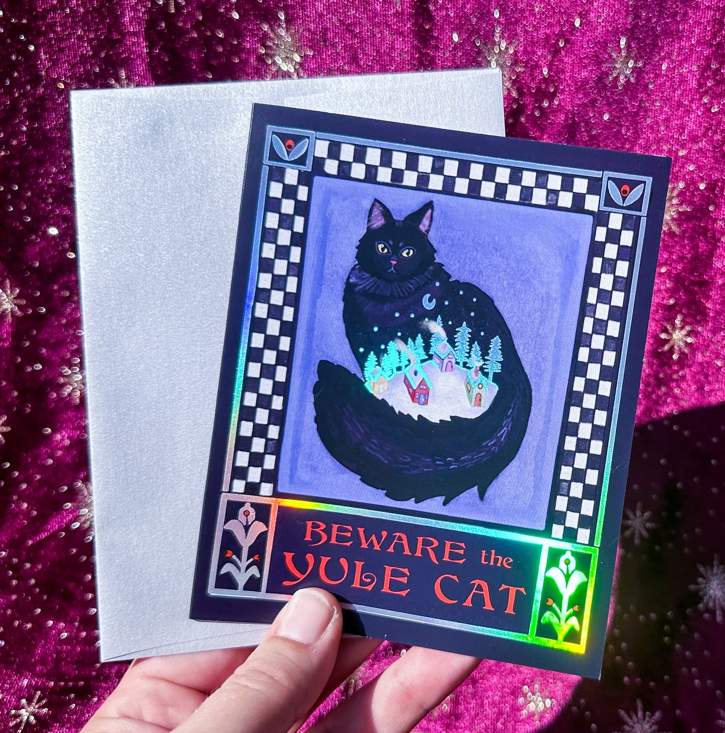 Iridescent Foil Yule Cat Cards