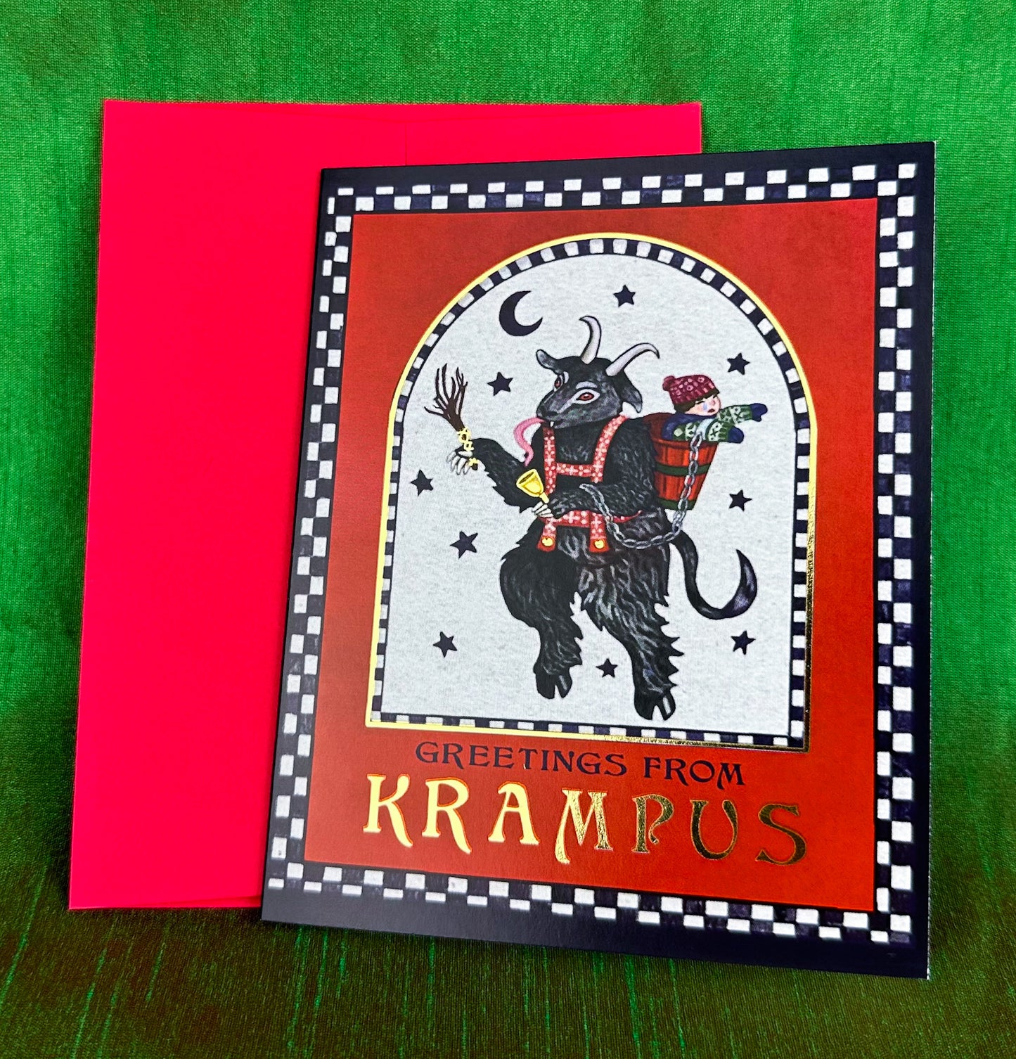 NEW Gold Foil Krampus Cards