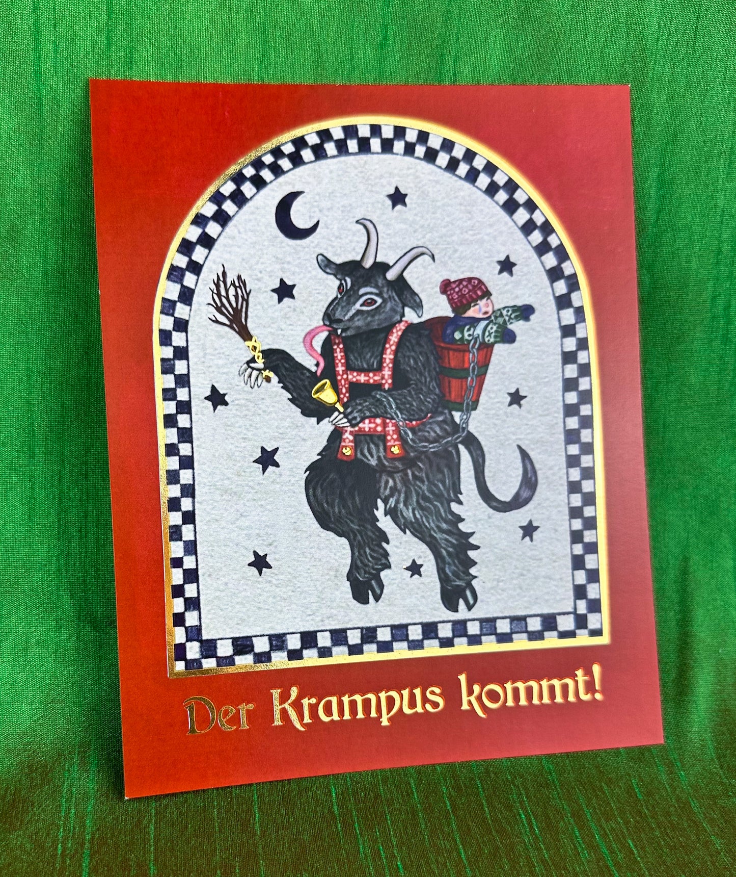 NEW Gold Foil Krampus Mini Print