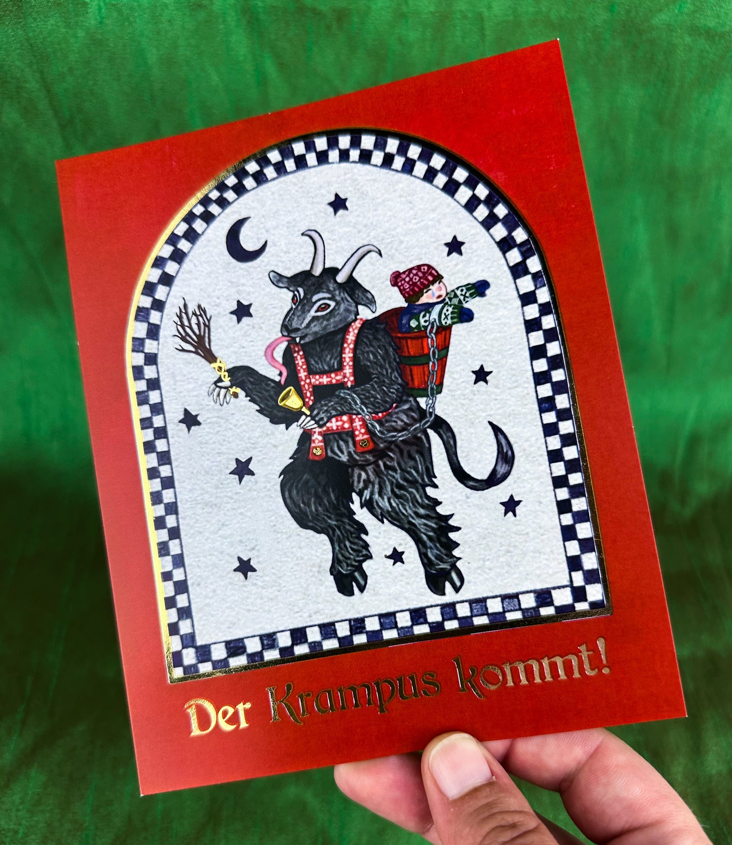 NEW Gold Foil Krampus Mini Print