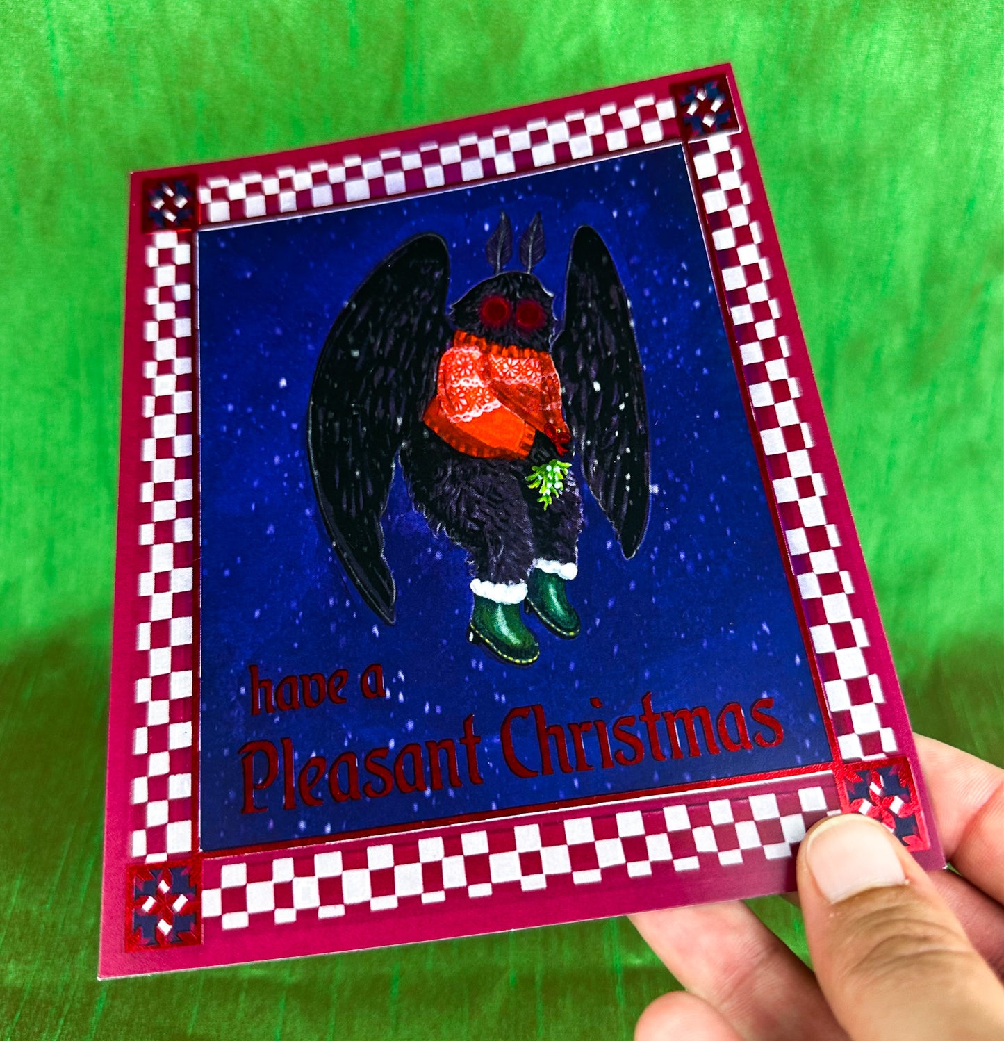 NEW Red Foil Mothman Mini Print