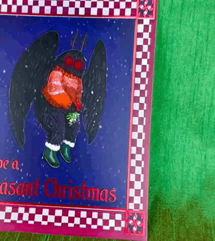 NEW Red Foil Mothman Mini Print