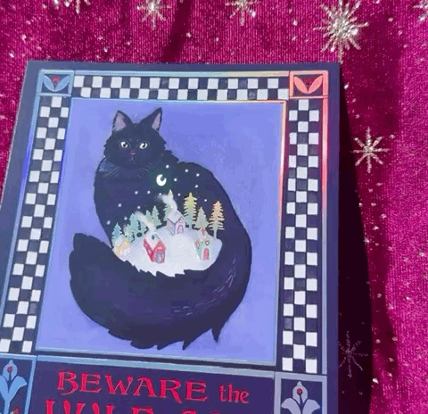 Iridescent Foil Yule Cat Mini Print