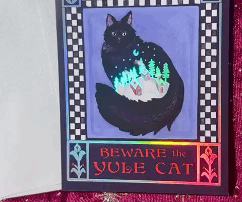 Iridescent Foil Yule Cat Cards
