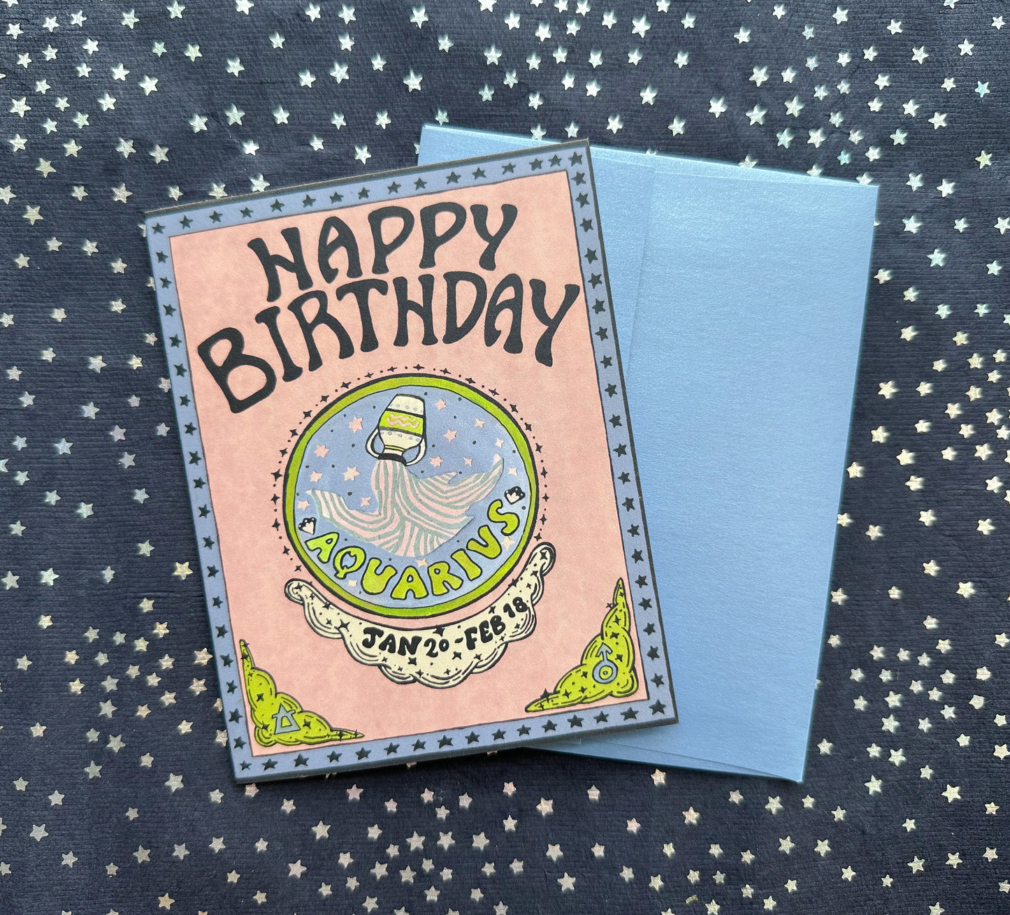 Zodiac Birthday Card- Aquarius