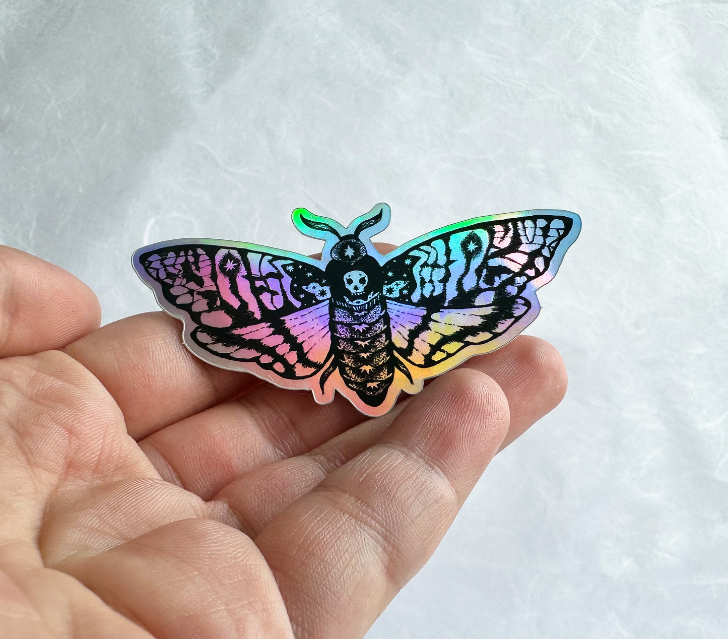 Holographic Death Head Moth Sticker