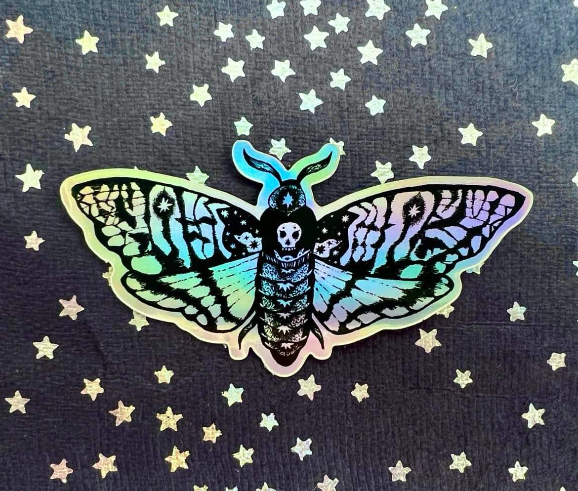Holographic Death Head Moth Sticker