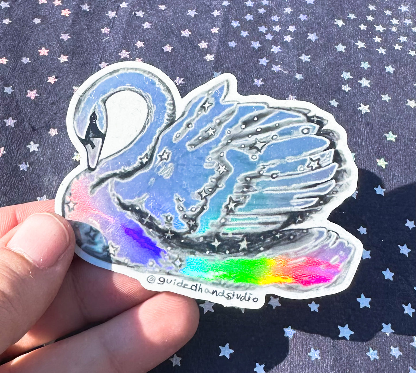 Holographic Swan Stickers