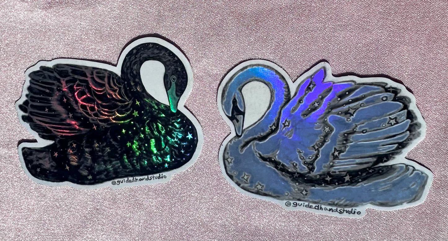 Holographic Swan Stickers