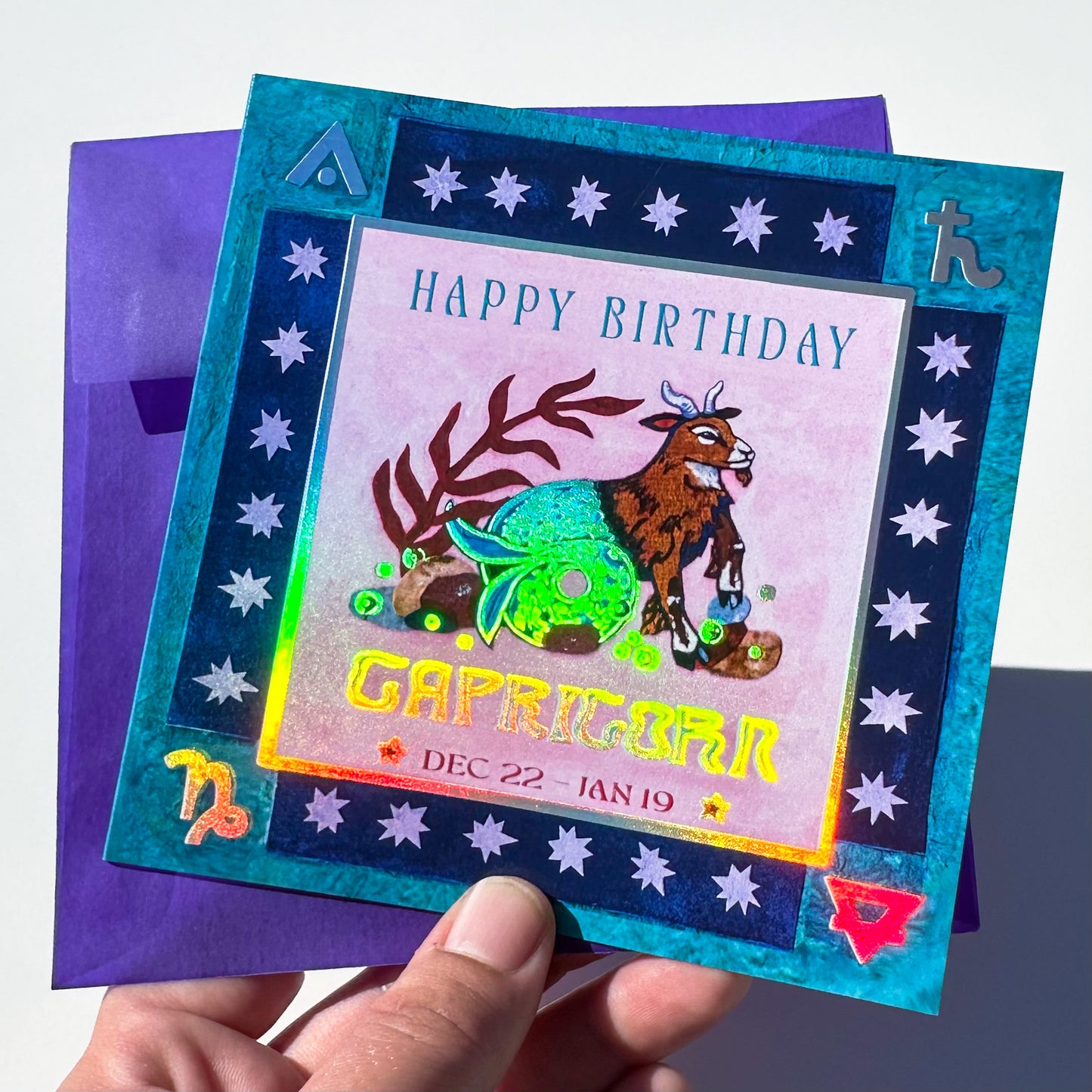 Foil Zodiac Birthday Card- Capricorn