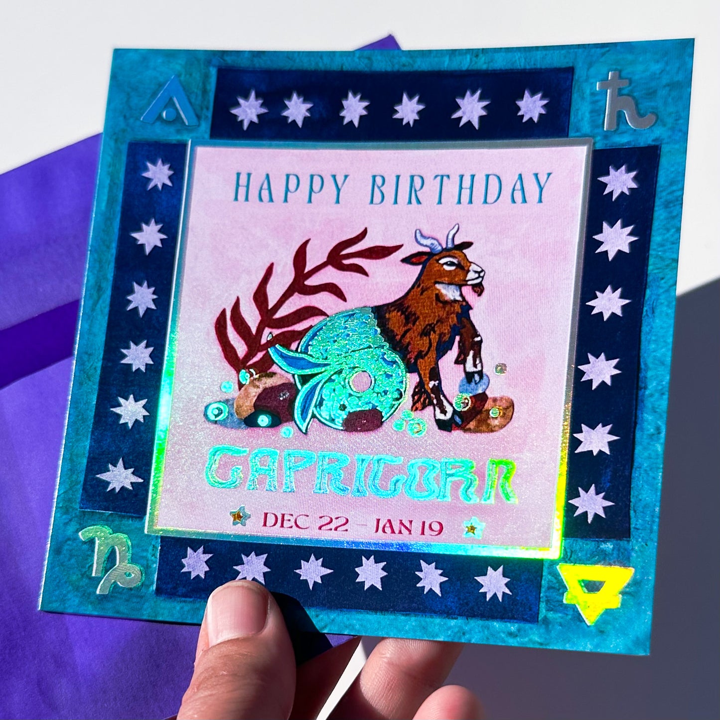 Foil Zodiac Birthday Card- Capricorn