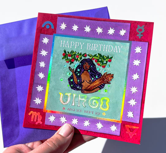 Foil Zodiac Birthday Card- Virgo