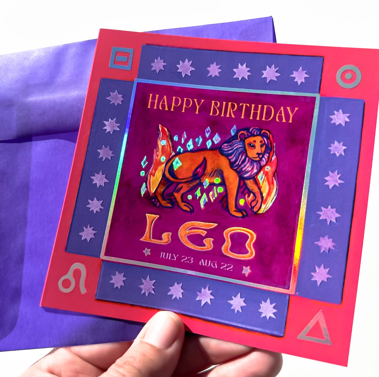 Foil Zodiac Birthday Card- Leo