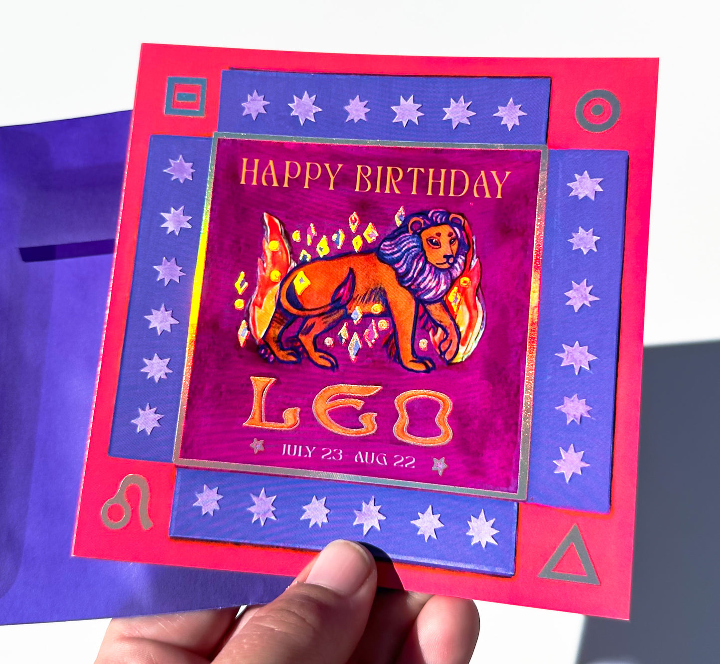 Foil Zodiac Birthday Card- Leo