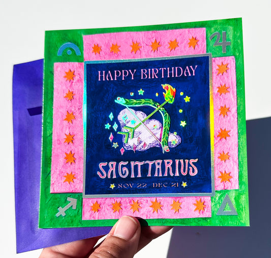 Foil Zodiac Birthday Card- Sagittarius