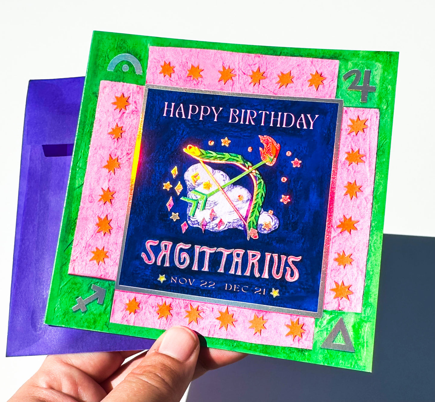 Foil Zodiac Birthday Card- Sagittarius