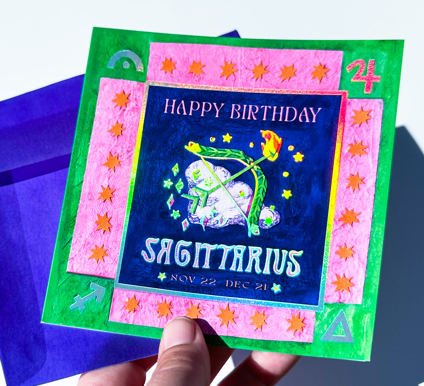 Foil Zodiac Birthday Card- Sagittarius