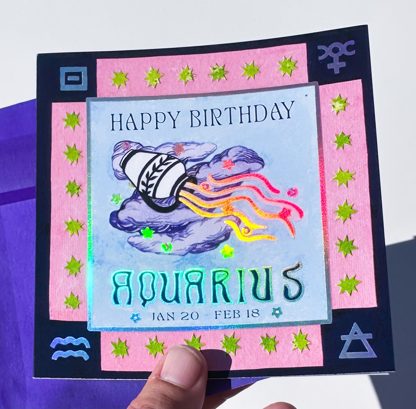 Foil Zodiac Birthday Card- Aquarius