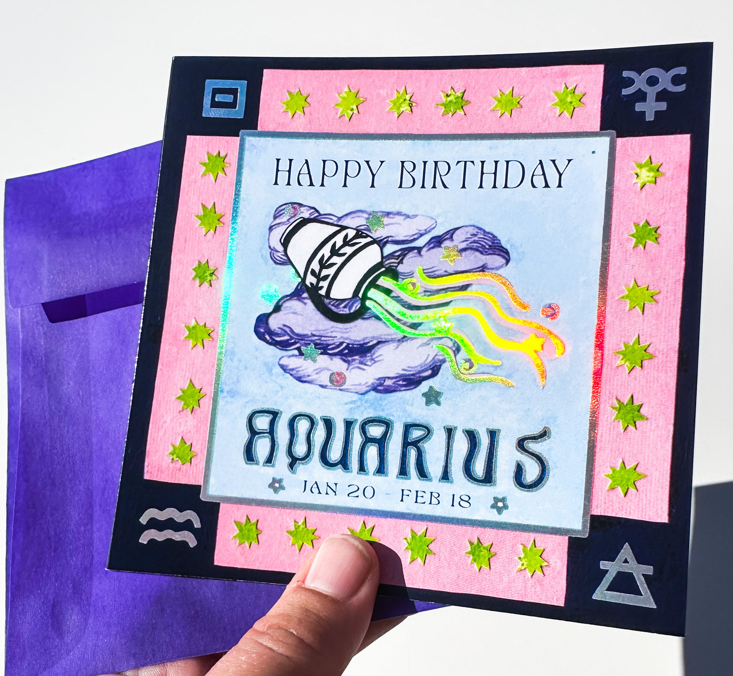 Foil Zodiac Birthday Card- Aquarius