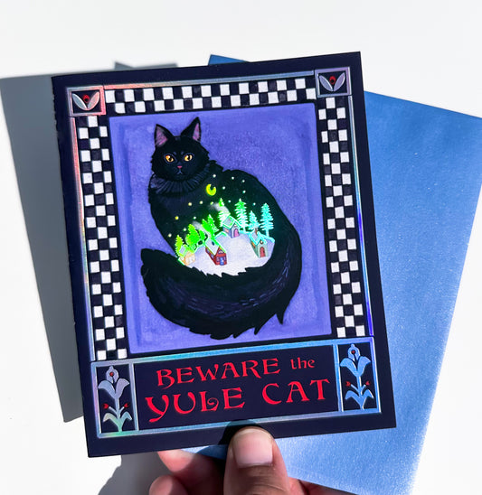 Iridescent Foil Yule Cat Cards