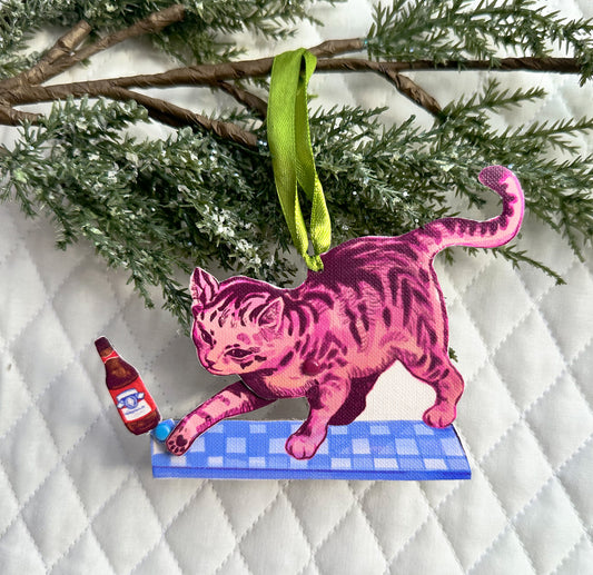 Bad Cat Ornaments- Beer Bottle