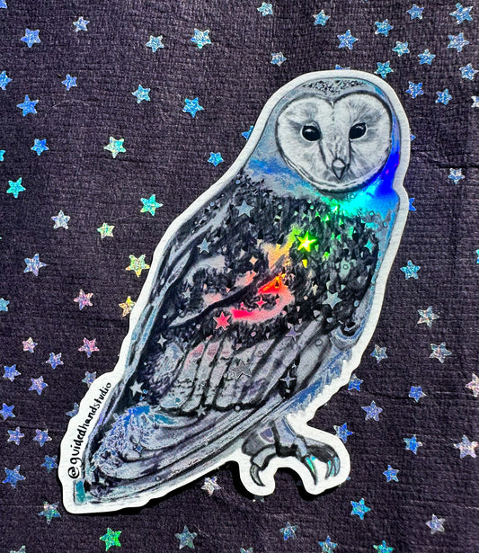 Holographic Barn Owl Sticker