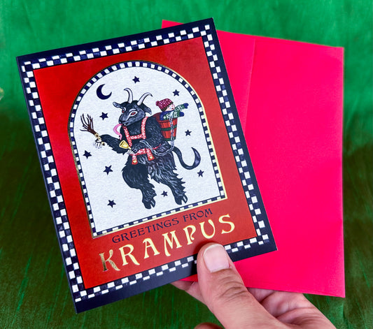 NEW Gold Foil Krampus Cards