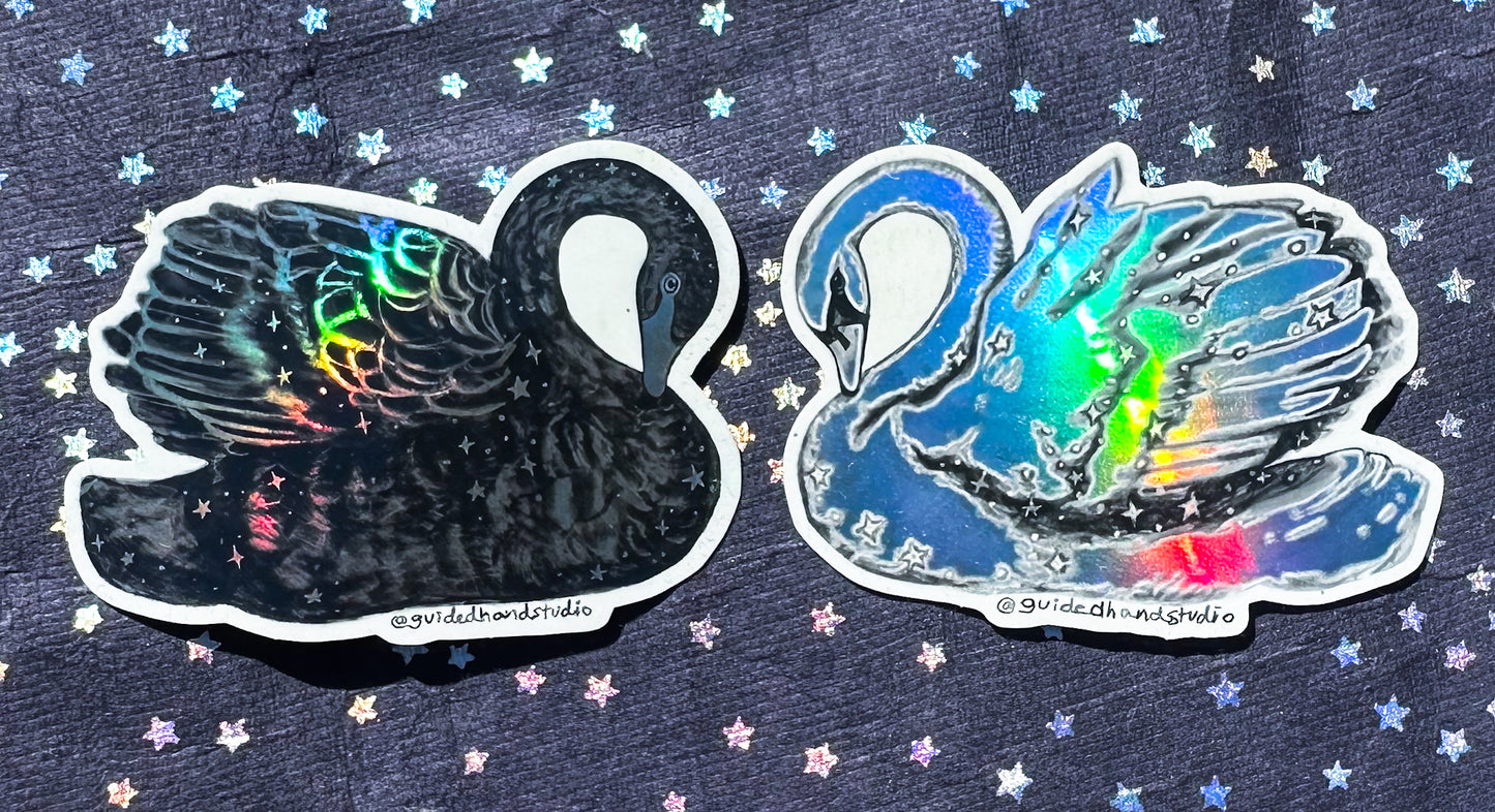 Holographic Swan Stickers